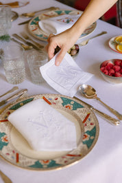 Mafra letter embroidery cocktail napkins (Pack of 4)