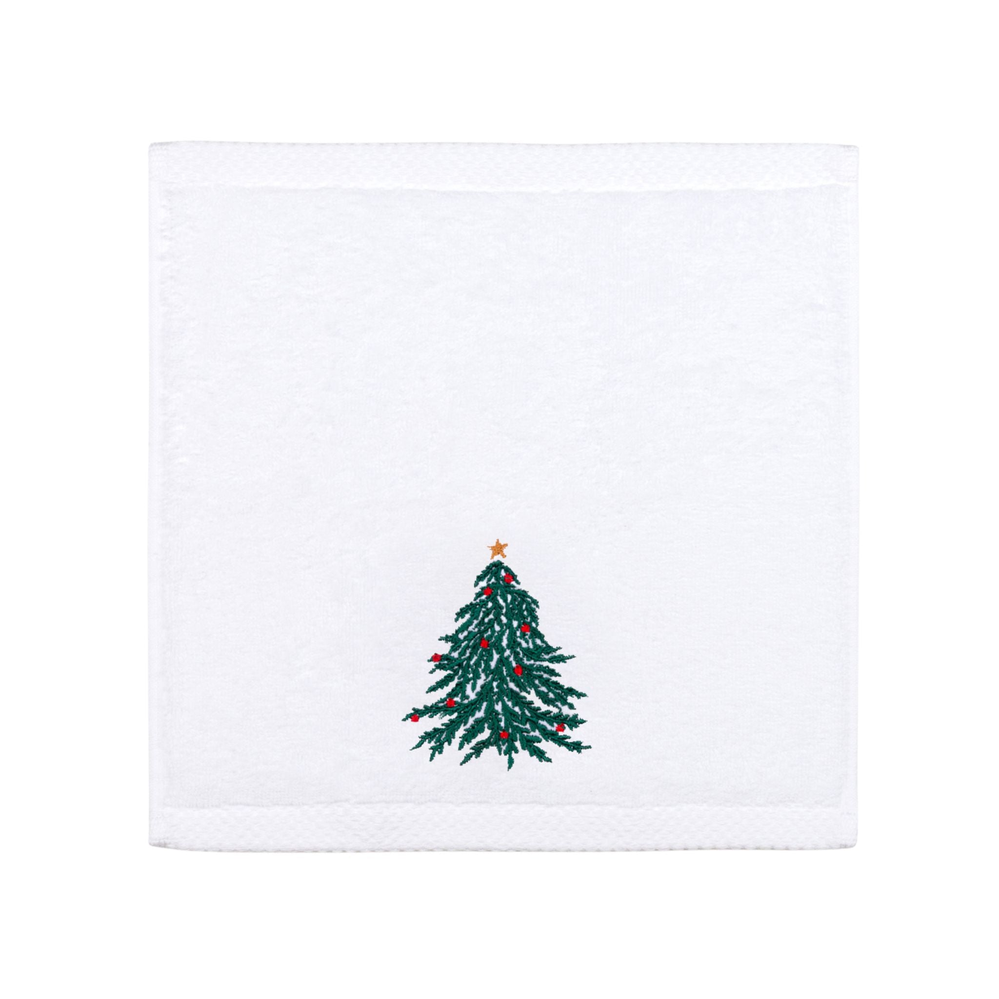 Toalla de invitados con bordado de corona y árbol de Navidad