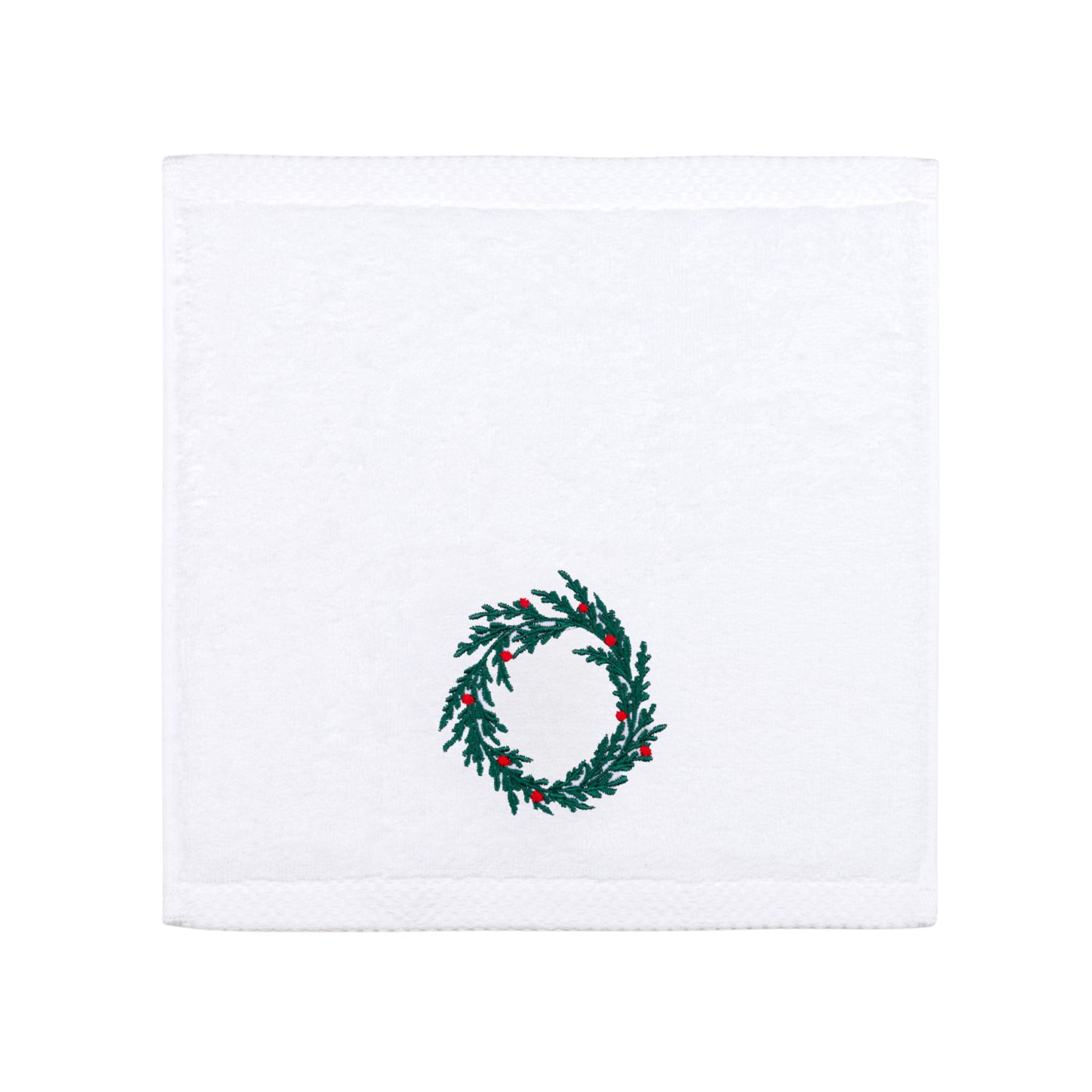 Toalla de invitados con bordado de corona y árbol de Navidad