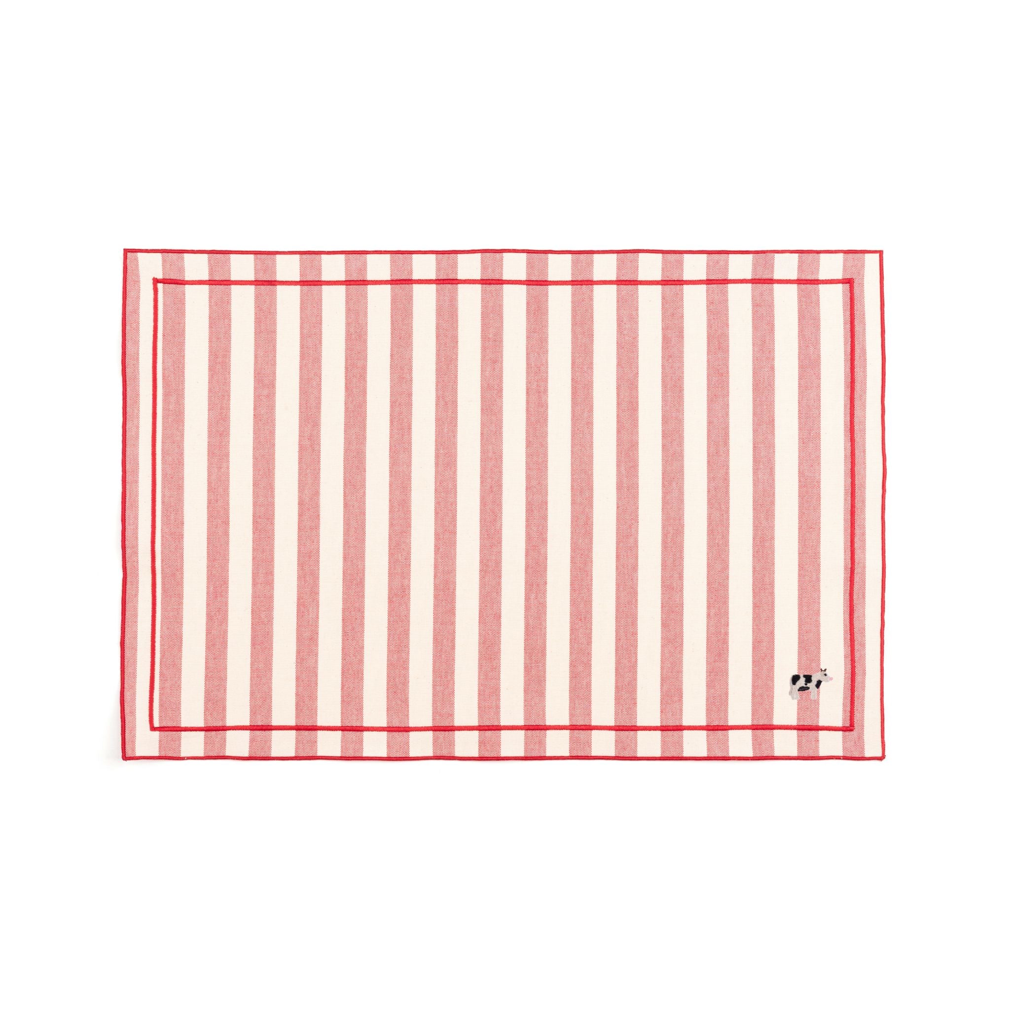 Barra cotton table linen with embroidered farm animals