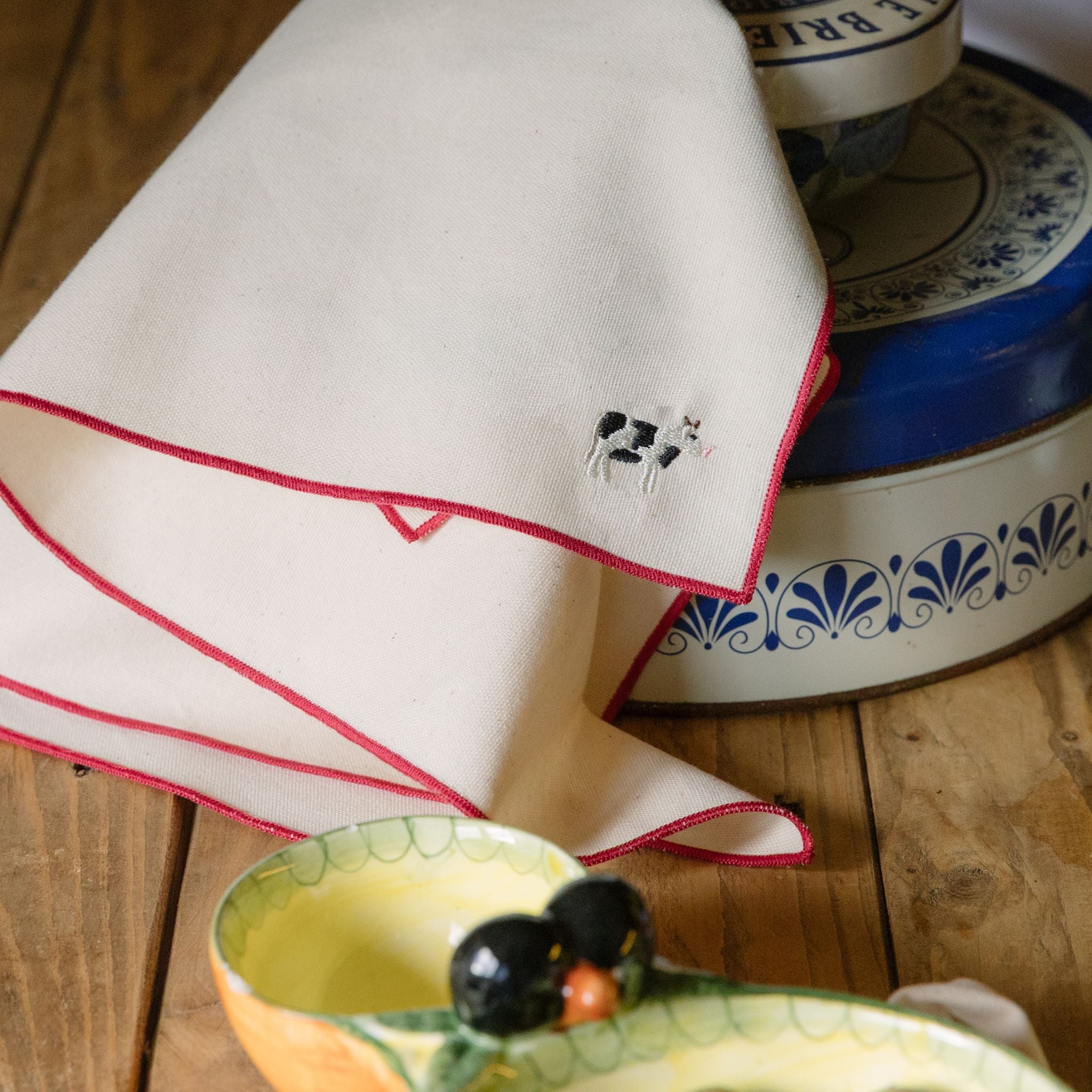 Ecru Nazaré napkins with farm embroidery - Torres Novas
