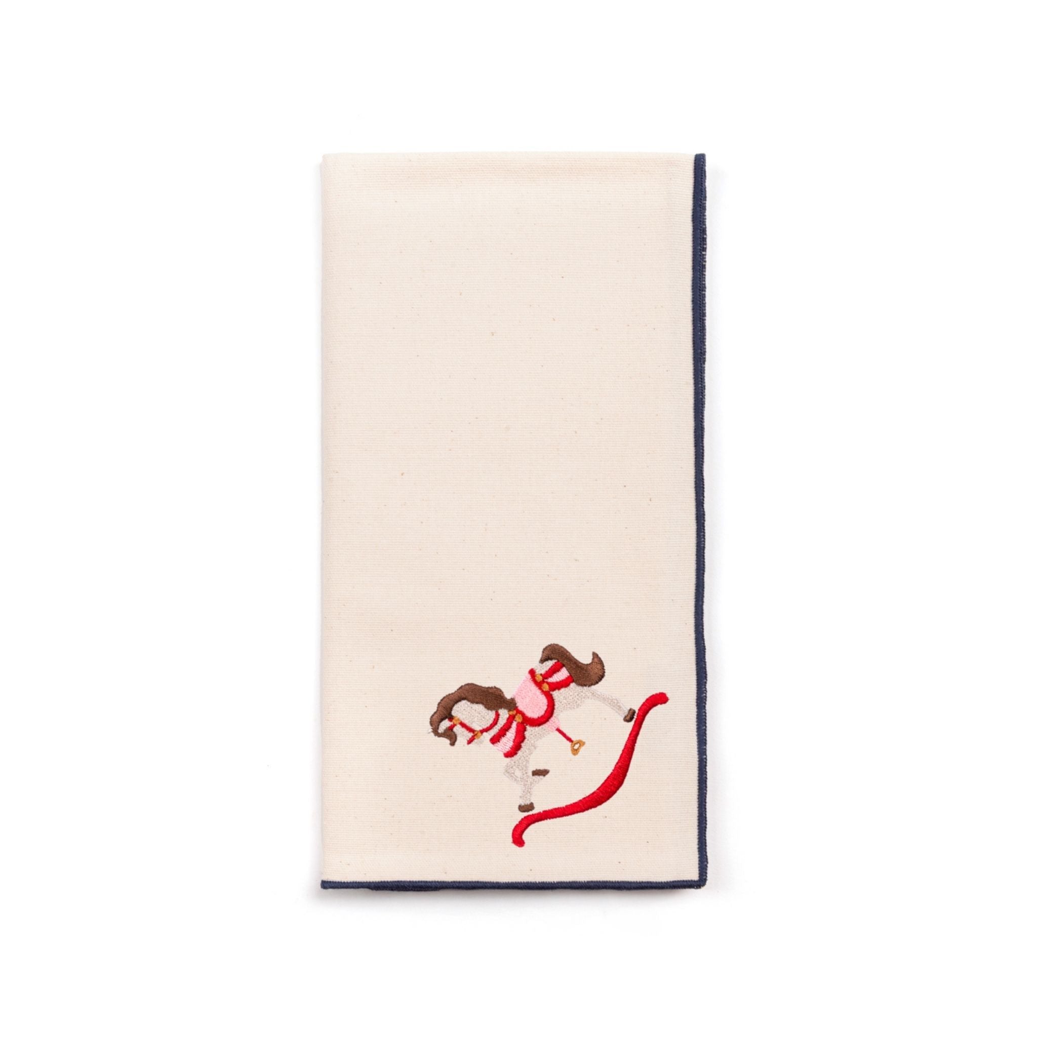 Servilletas Nazaré color crudo con bordado de caballos