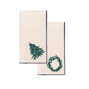 Ecru Nazaré napkins with christmas tree and wreath embroidery - Torres Novas