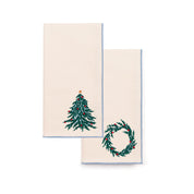 Ecru Nazaré napkins with christmas tree and wreath embroidery - Torres Novas