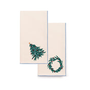 Ecru Nazaré napkins with christmas tree and wreath embroidery - Torres Novas