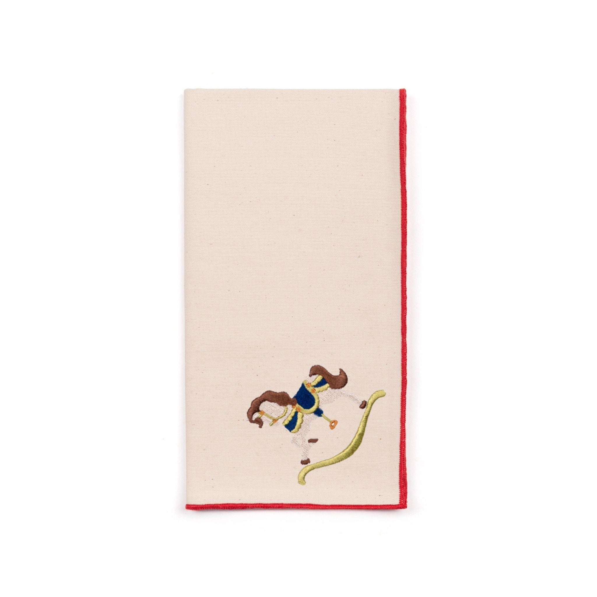 Servilletas Nazaré color crudo con bordado de caballos