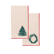 Ecru Nazaré napkins with christmas tree and wreath embroidery - Torres Novas