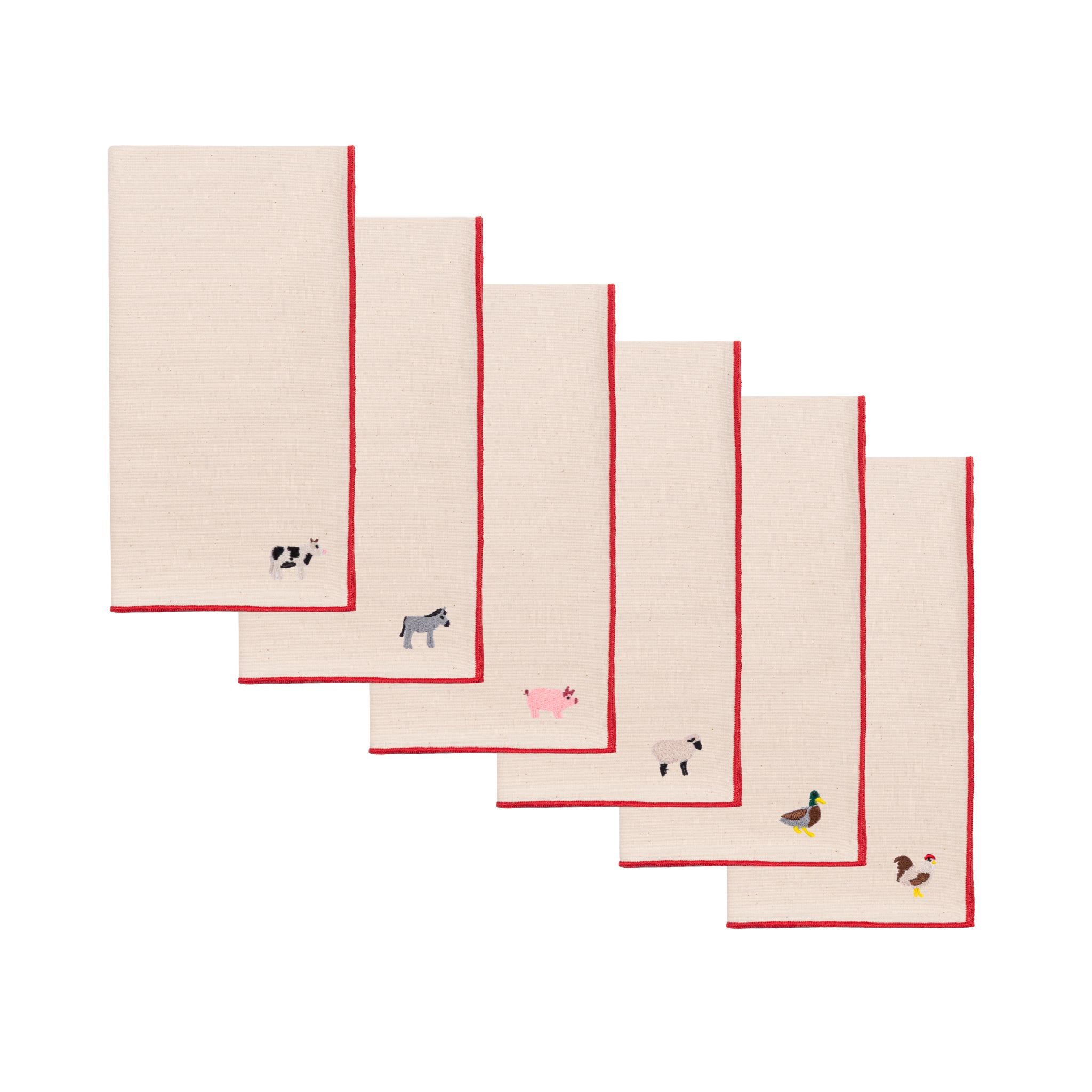 Ecru Nazaré napkins with farm embroidery - Torres Novas