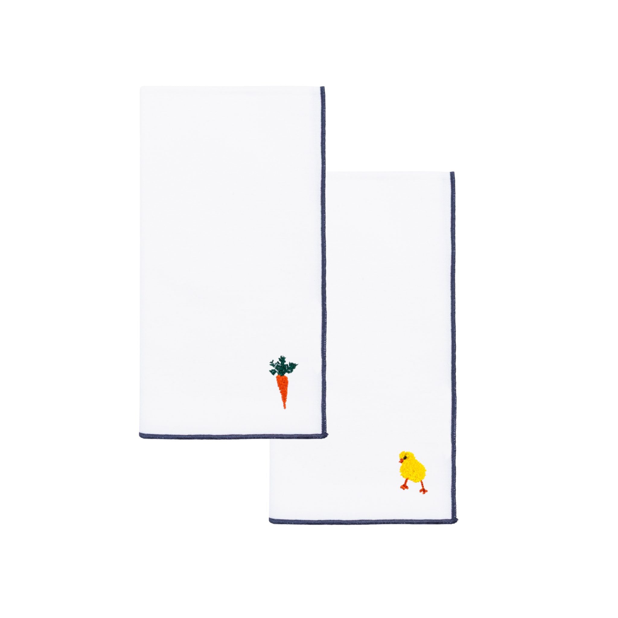 Servilletas blancas de Nazaré con bordado de Pascua