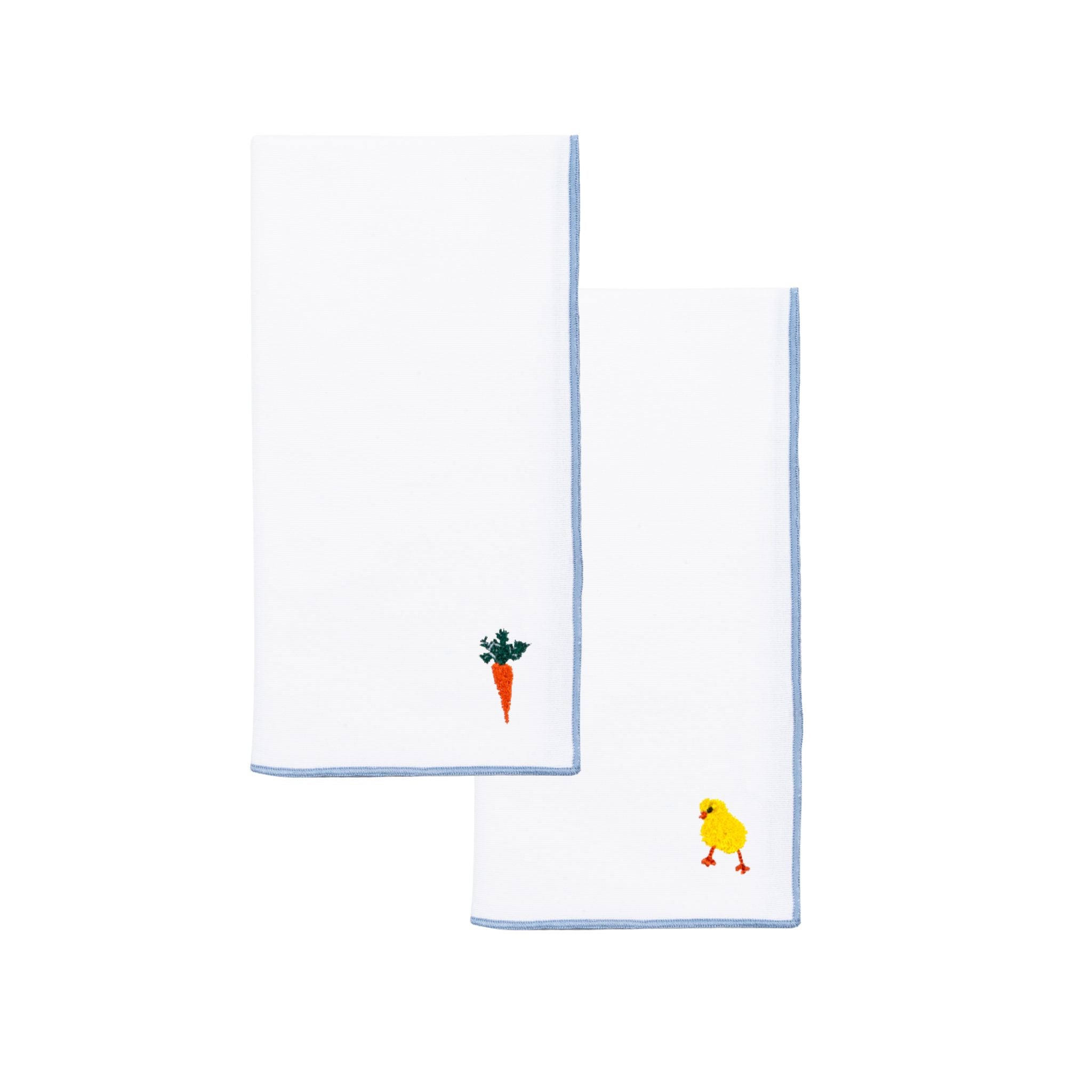 Servilletas blancas de Nazaré con bordado de Pascua