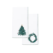White Nazaré napkins with christmas tree and wreath embroidery - Torres Novas
