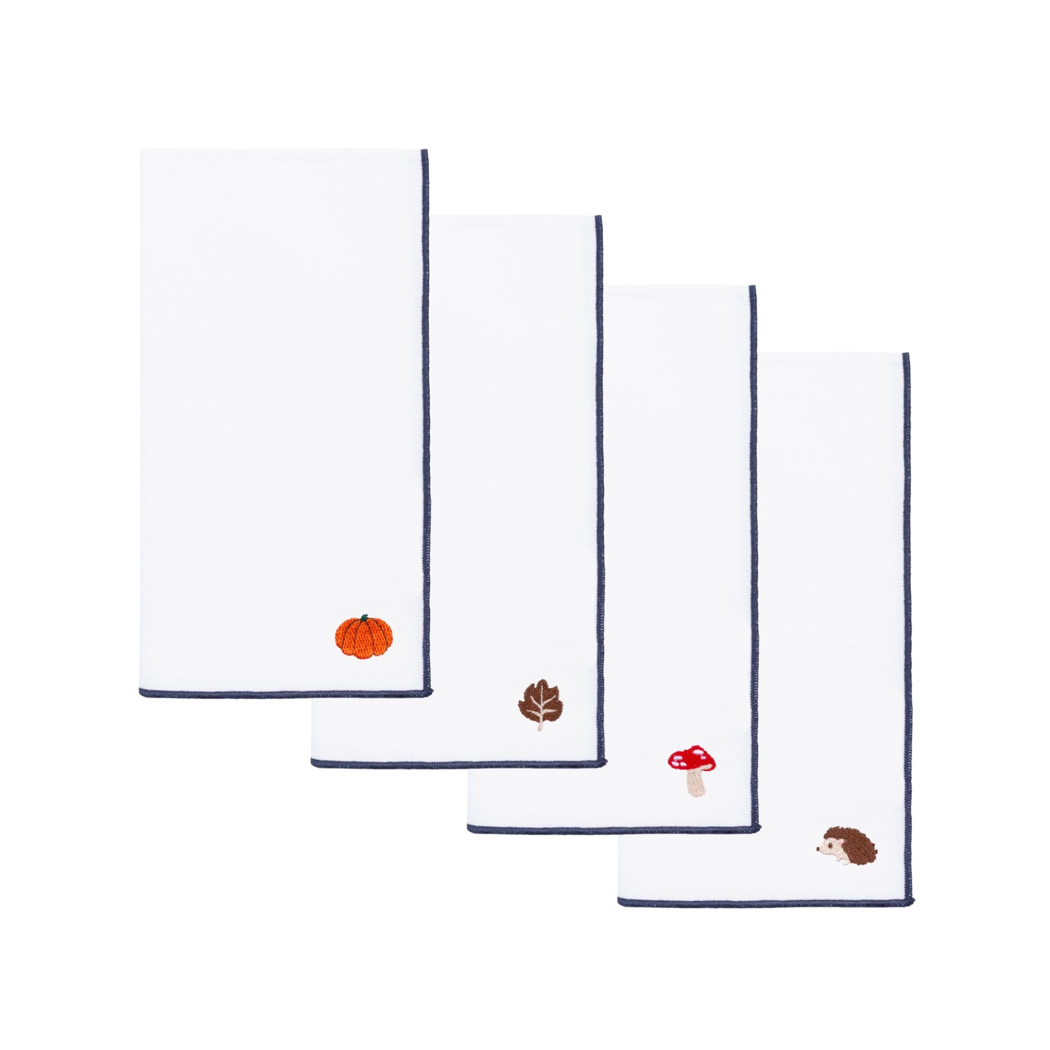 Servilletas Nazaré blancas con bordado otoñal