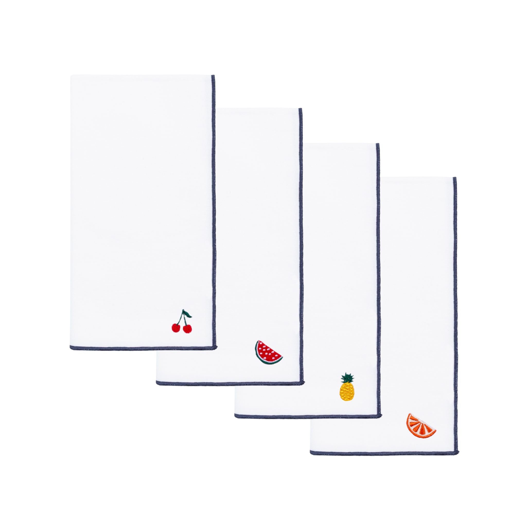 Servilletas Nazaré en blanco con bordado de frutas