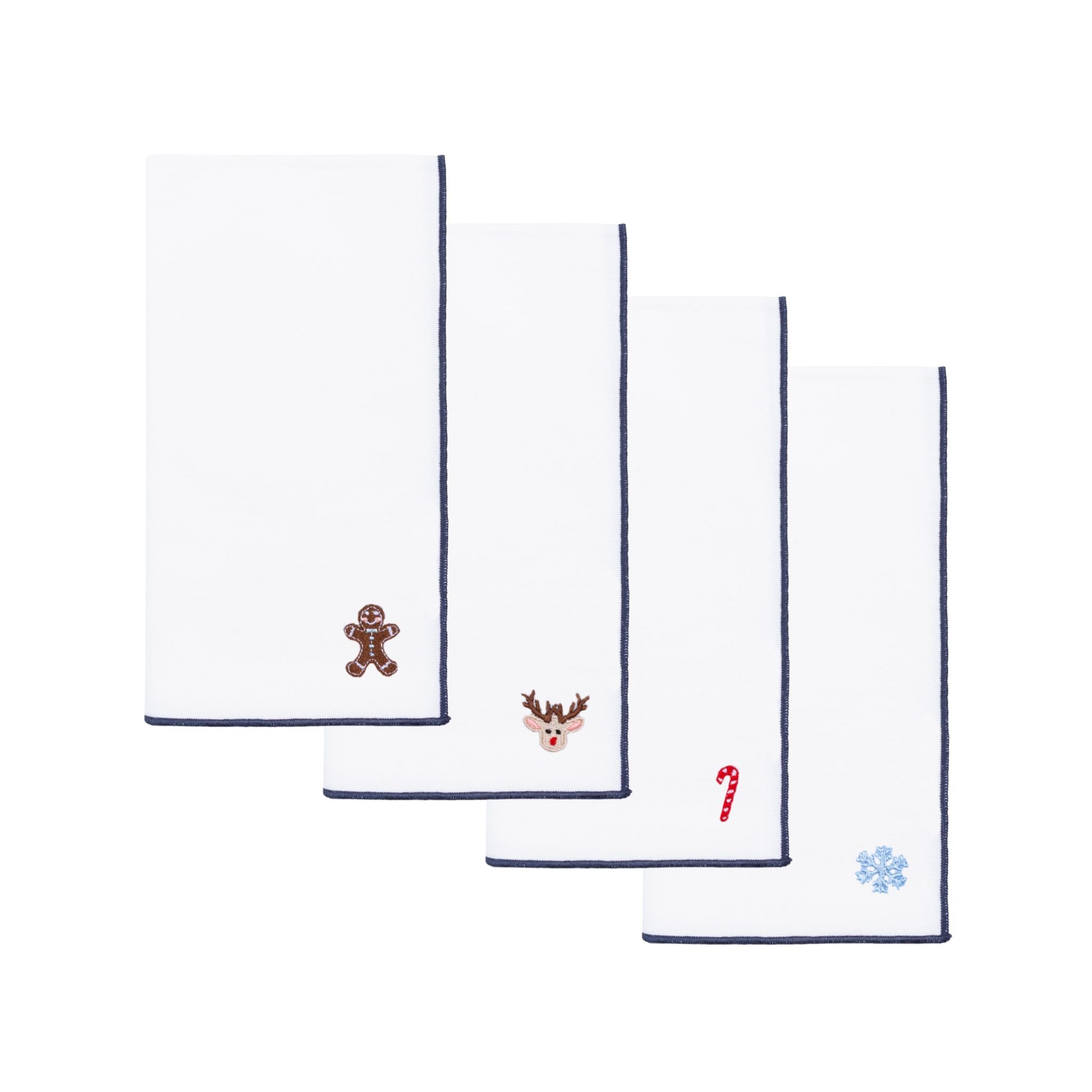 Servilletas blancas de Nazaré con pequeños bordados navideños