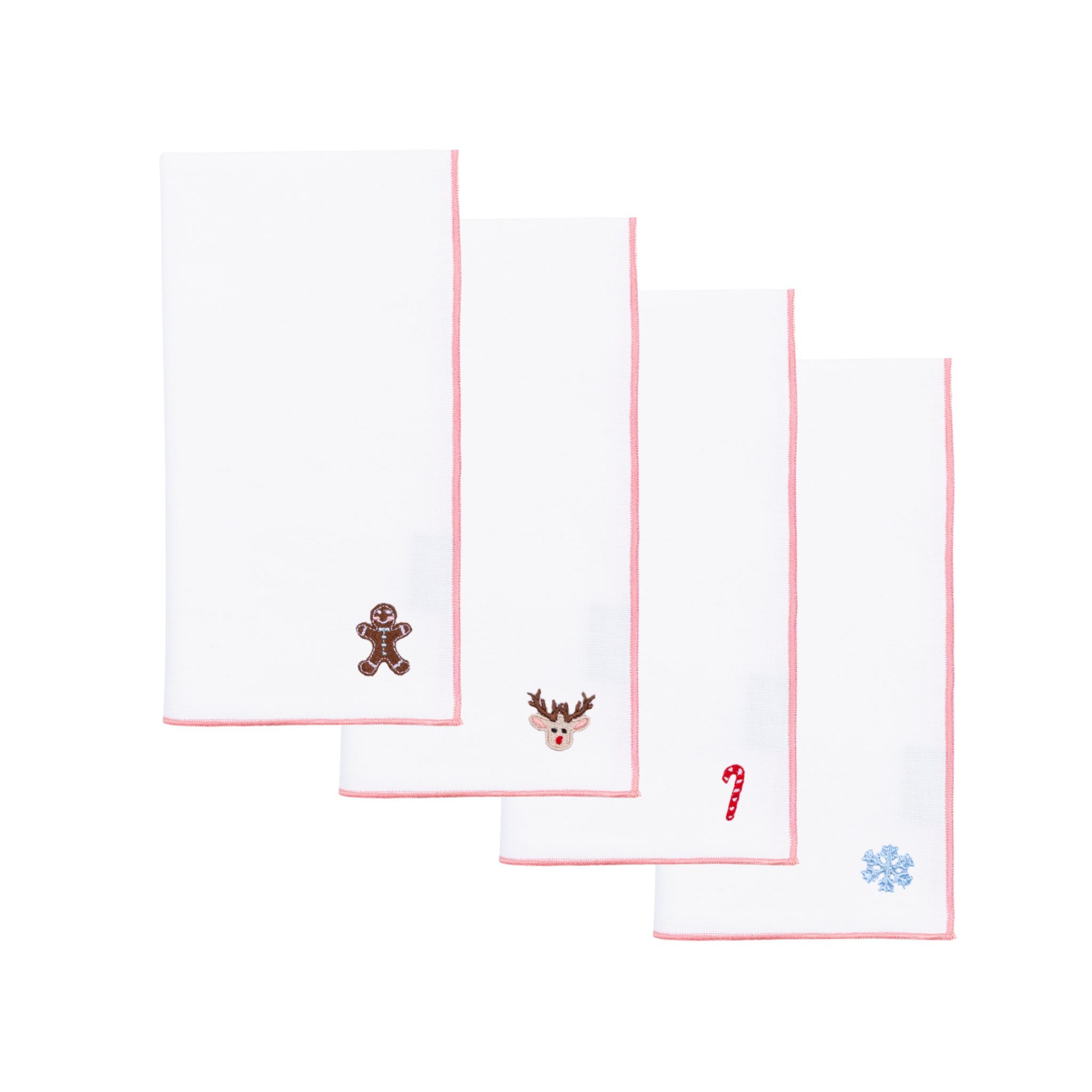 Servilletas blancas de Nazaré con pequeños bordados navideños