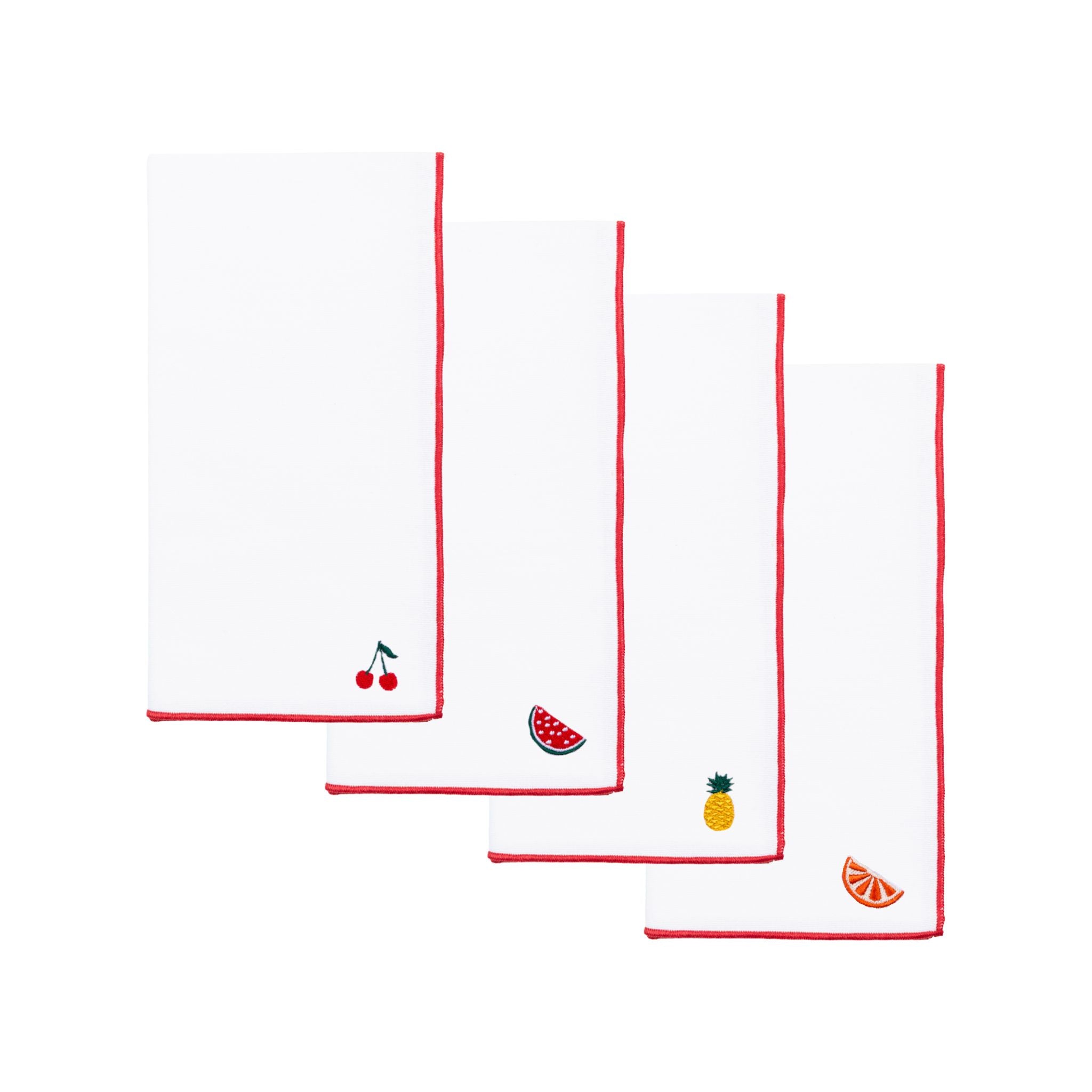 Servilletas Nazaré en blanco con bordado de frutas