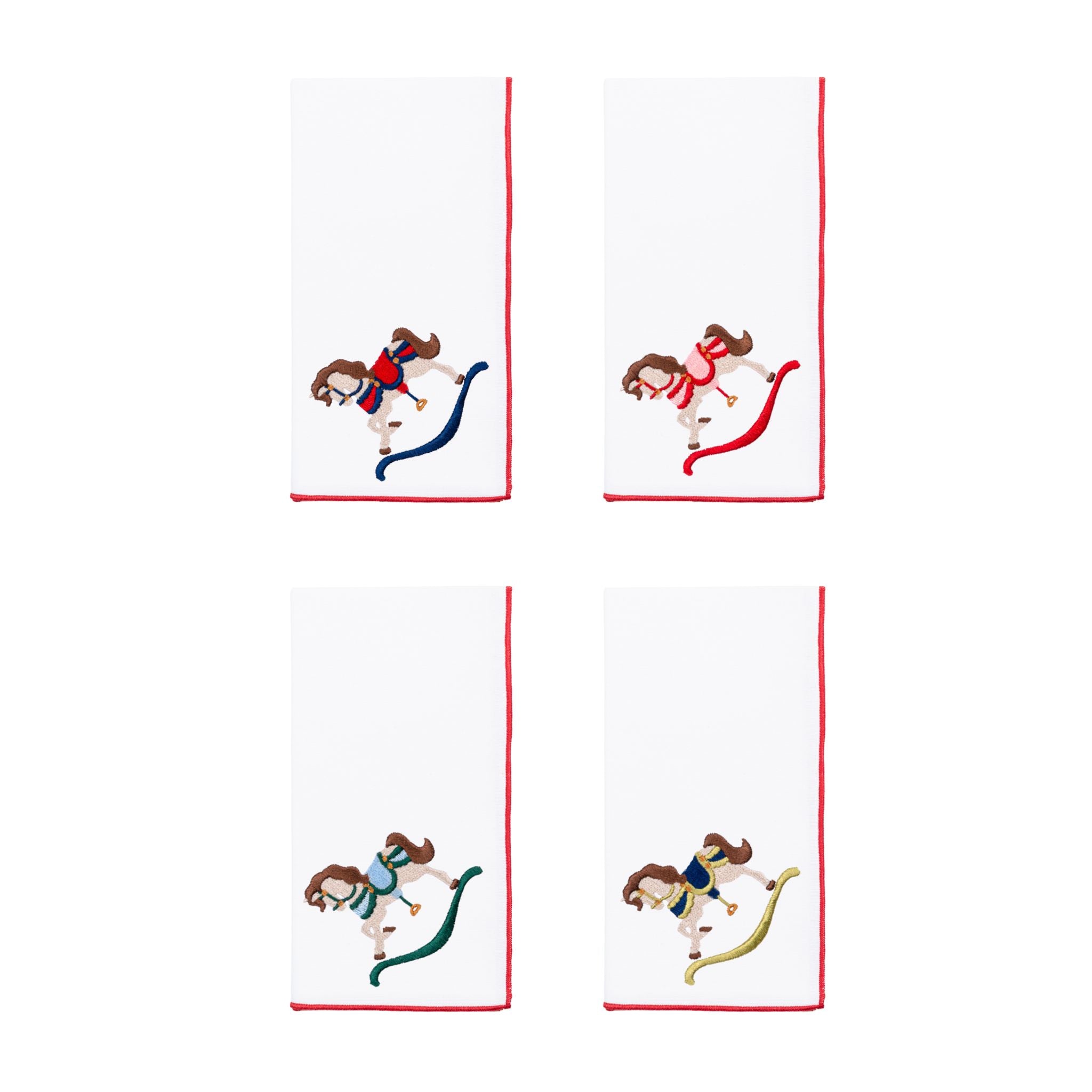 White Nazaré napkins with horse embroidery - Torres Novas