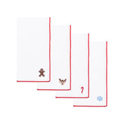 Servilletas blancas de Nazaré con pequeños bordados navideños