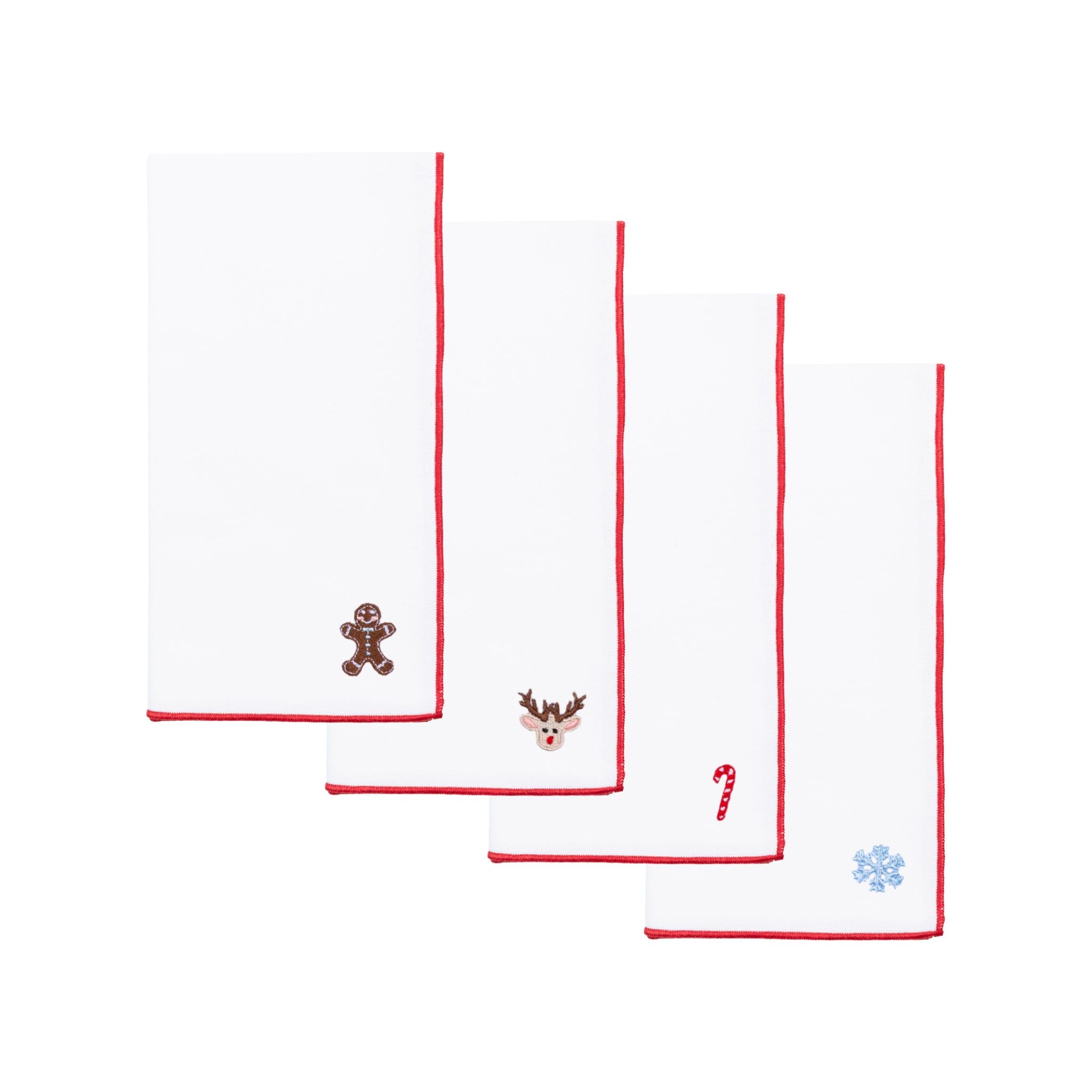 Servilletas blancas de Nazaré con pequeños bordados navideños