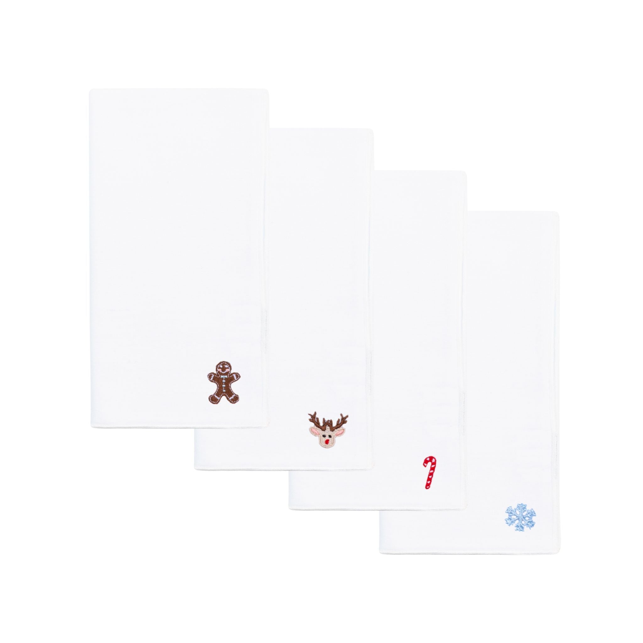 Servilletas blancas de Nazaré con pequeños bordados navideños