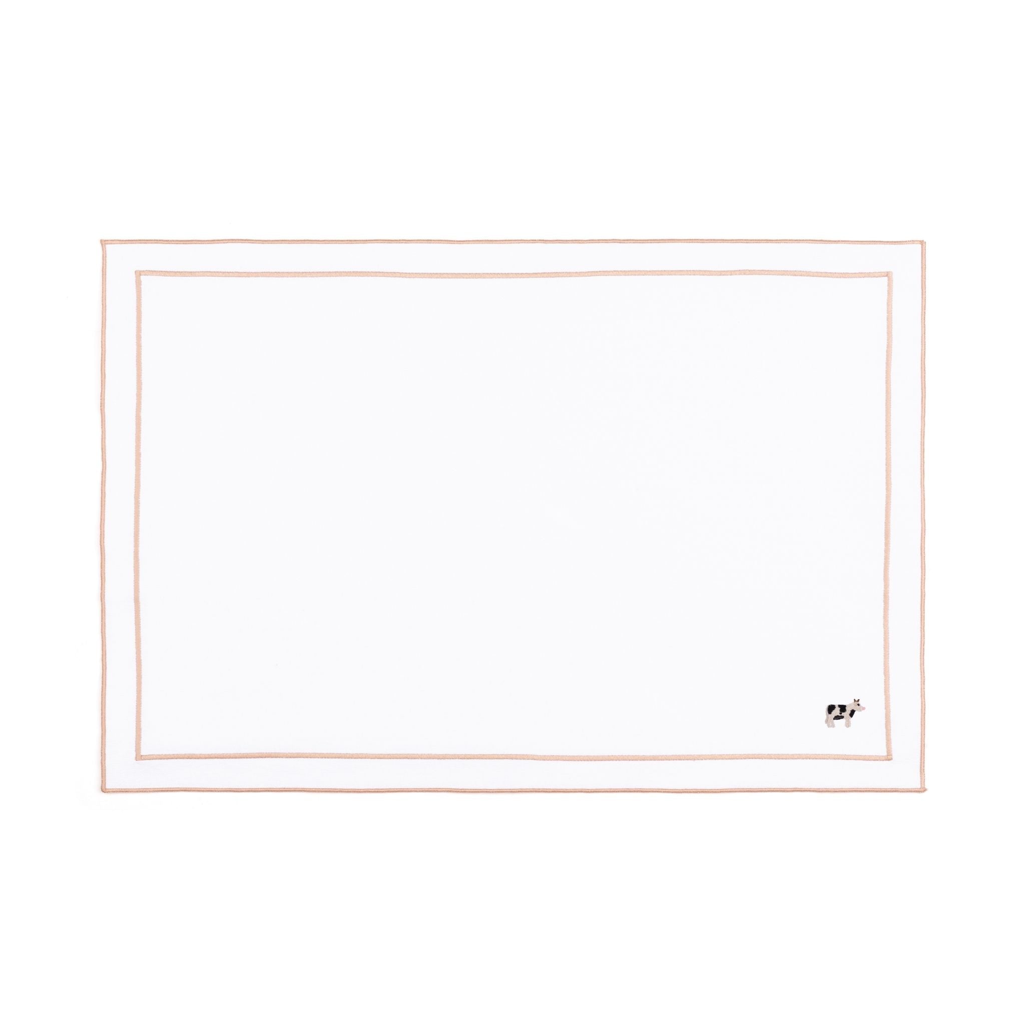 Nazaré white cotton table linen with embroidered farm animals