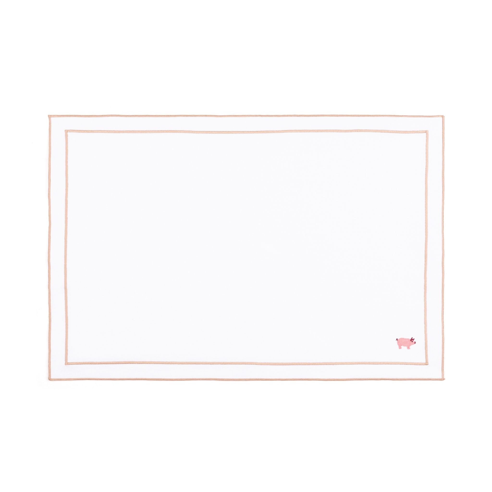 Nazaré white cotton table linen with embroidered farm animals