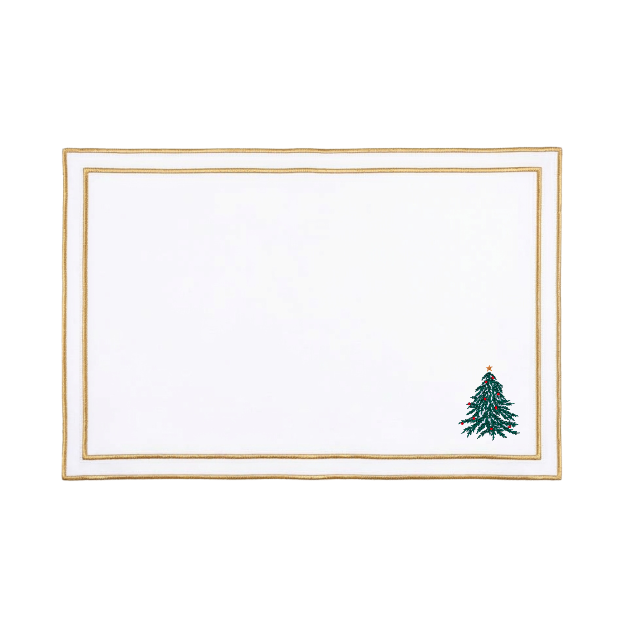 Linge de table Nazaré blanche, en coton, avec un arbre et une couronne de Noël brodés