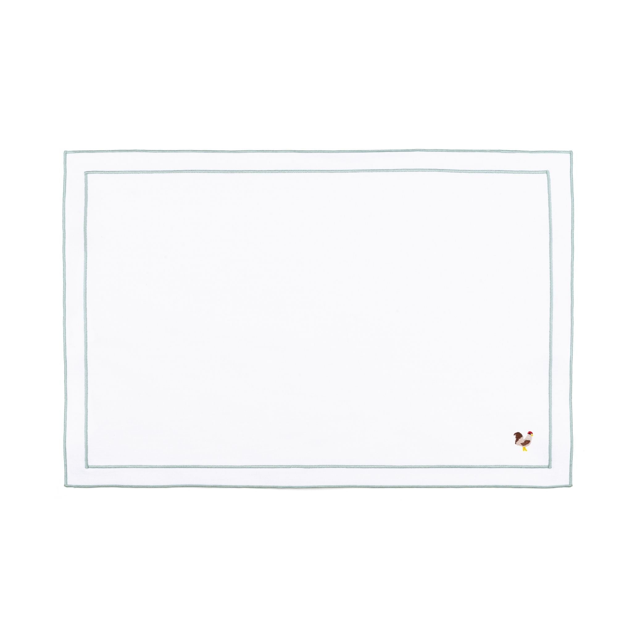 Nazaré white cotton table linen with embroidered farm animals