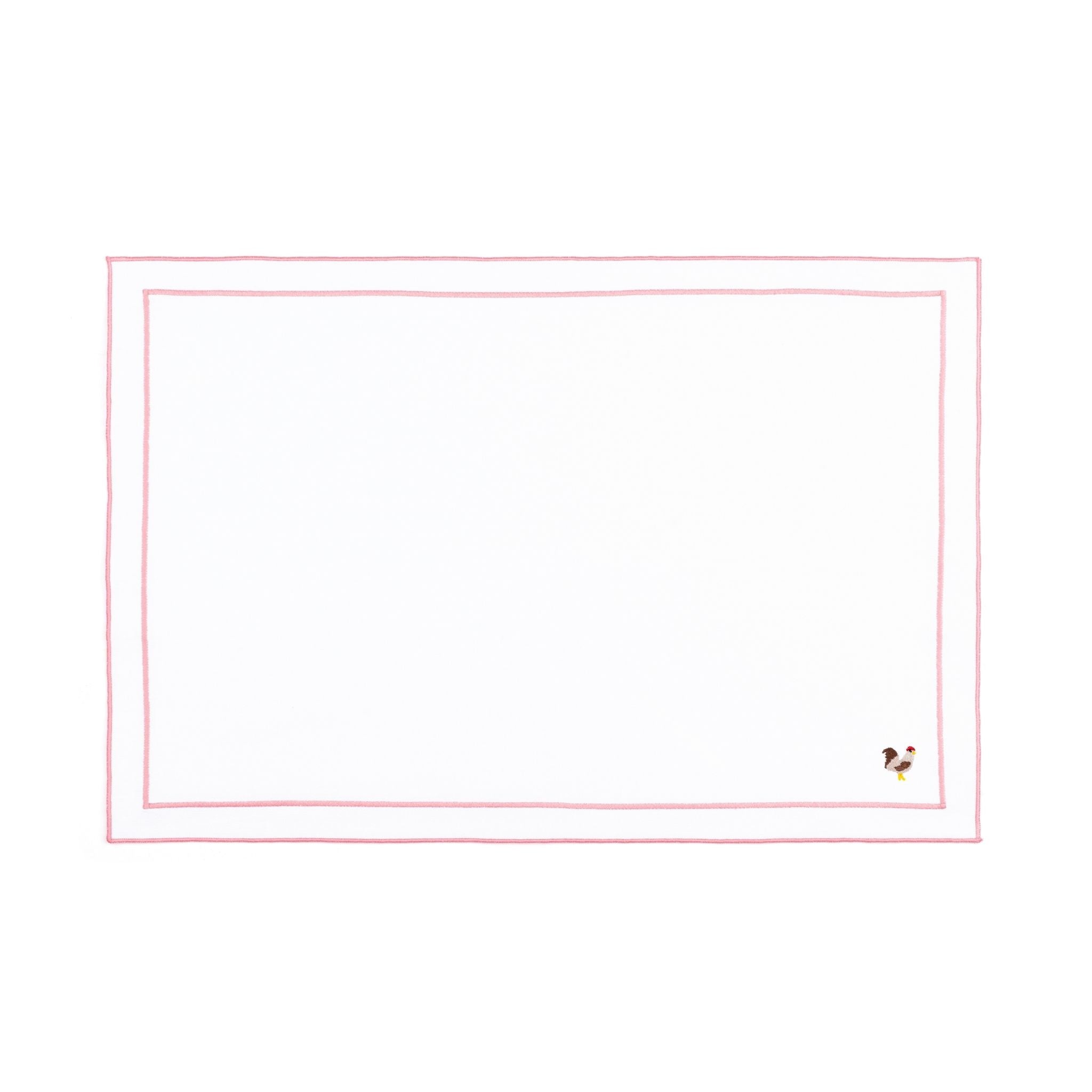 Nazaré white cotton table linen with embroidered farm animals