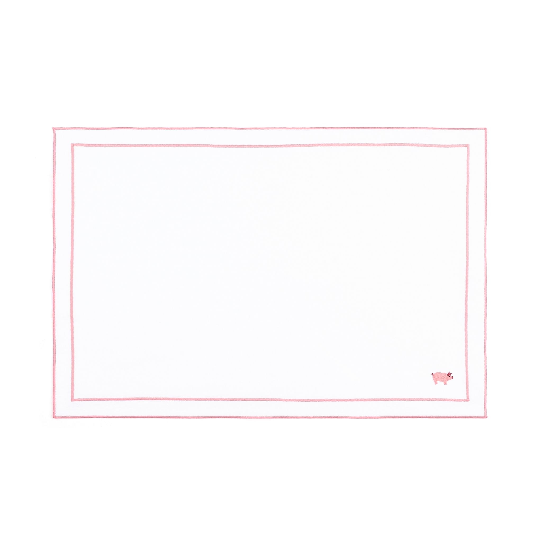 Nazaré white cotton table linen with embroidered farm animals