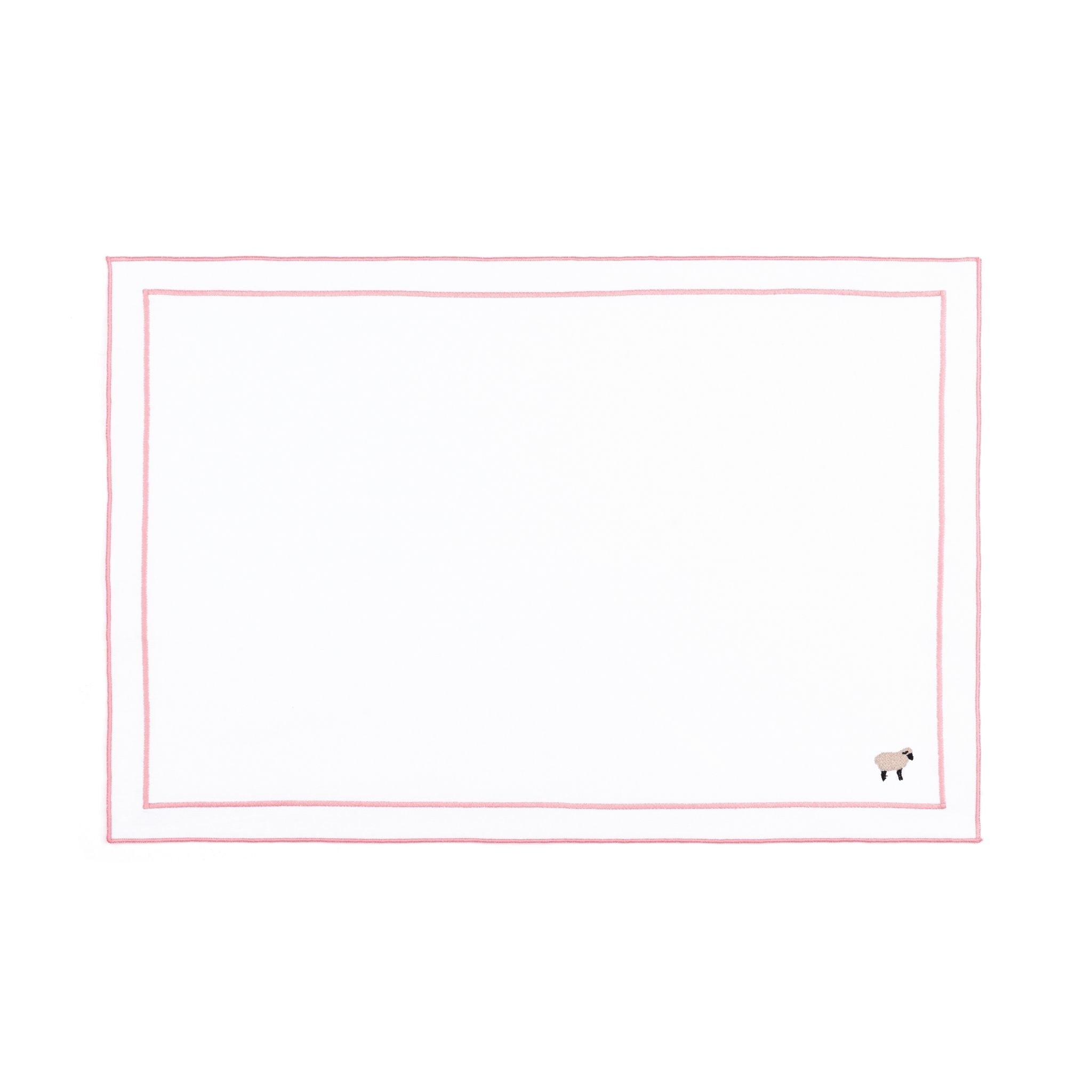 Nazaré white cotton table linen with embroidered farm animals