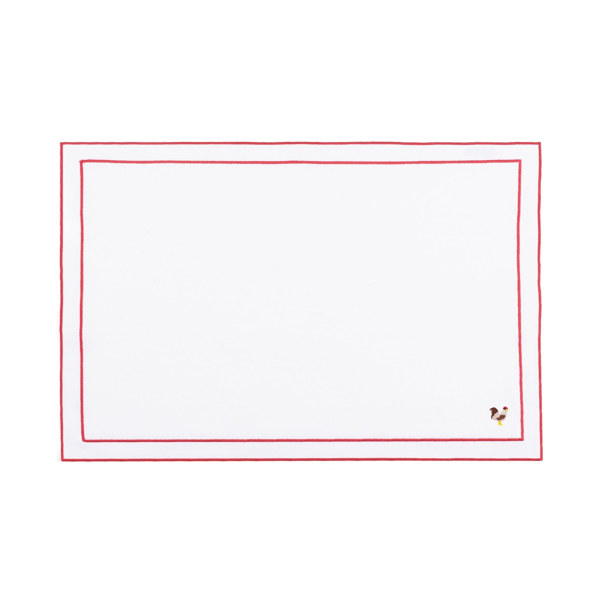 Nazaré white cotton table linen with embroidered farm animals