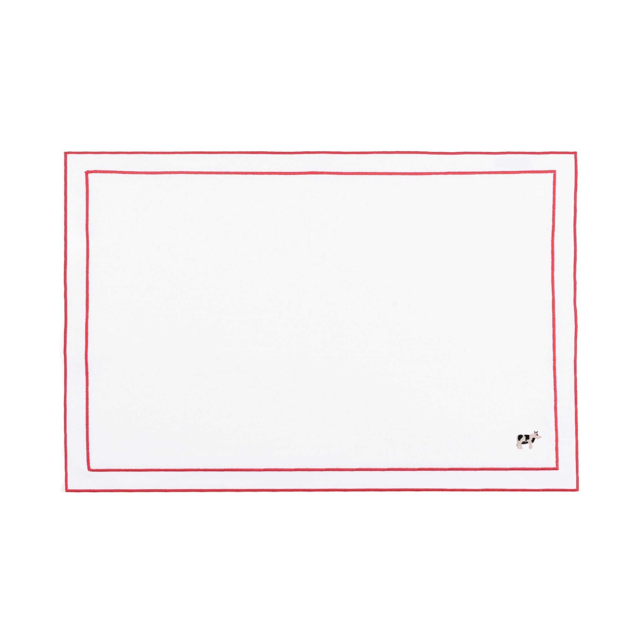 Nazaré white cotton table linen with embroidered farm animals