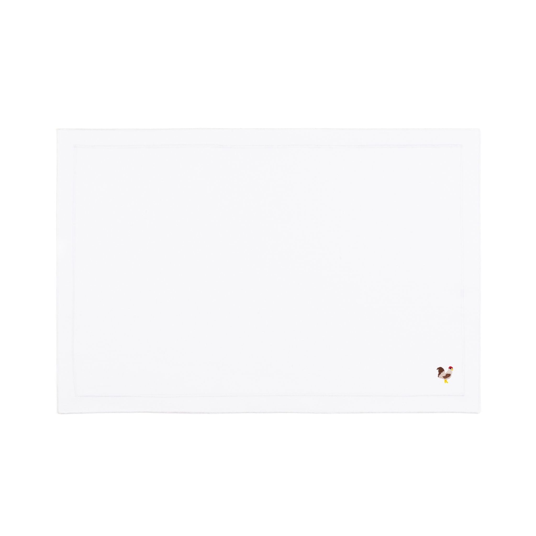 Nazaré white cotton table linen with embroidered farm animals