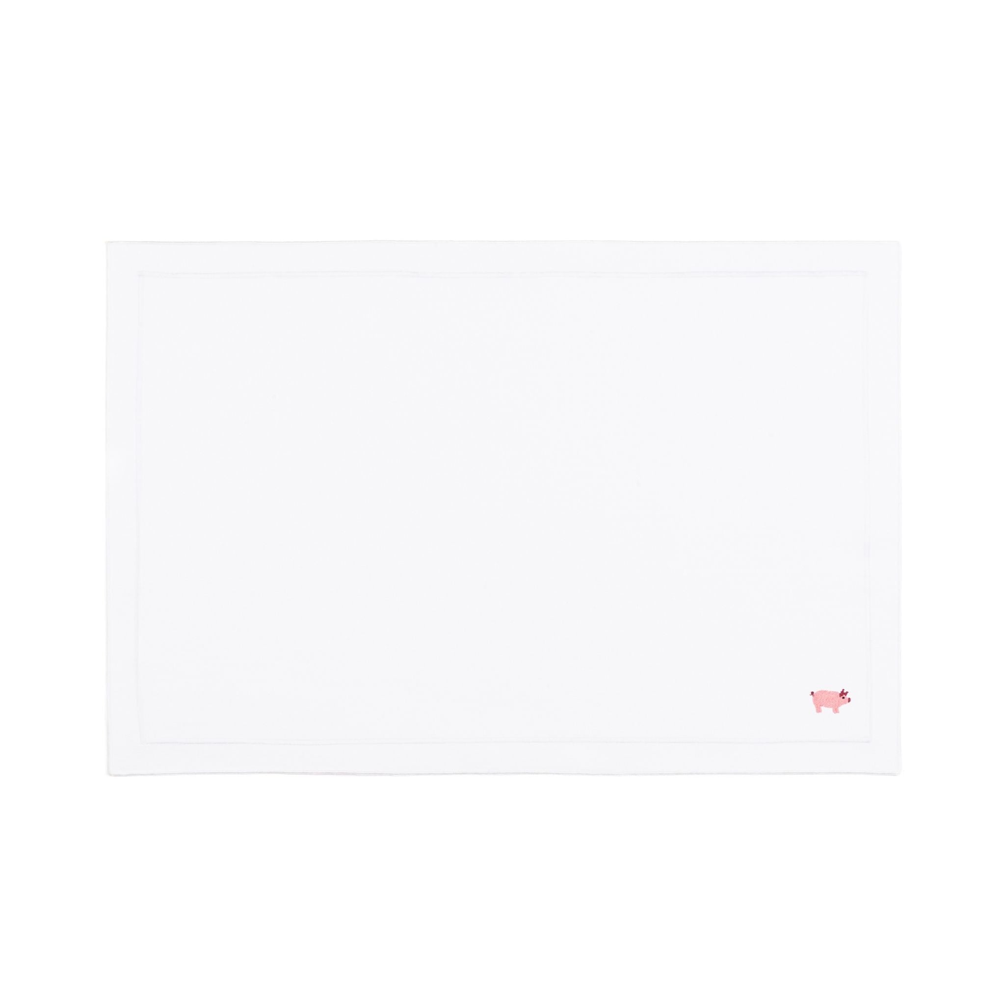 Nazaré white cotton table linen with embroidered farm animals